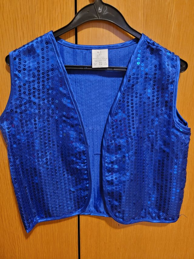 Chaleco lentejuelas azul talla 4-6