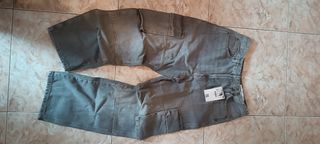 Pantalones Baggy Bershka Gris Talla L/40