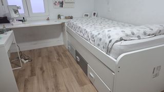 Cama juvenil con cama nido blanca