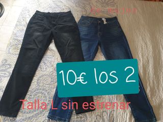 2 Pantalones Vaqueros Talla L Mujer 10€