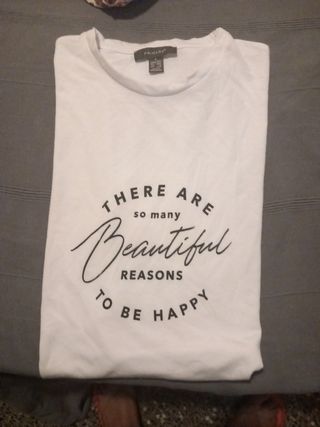 Camiseta Primark S Blanca Beautiful Reasons