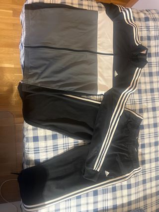 Conjunto Deportivo Adidas Negro Gris Blanco 