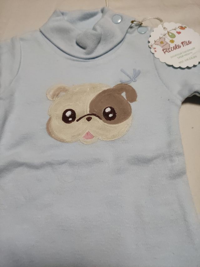 Body bebé azul pintado a mano