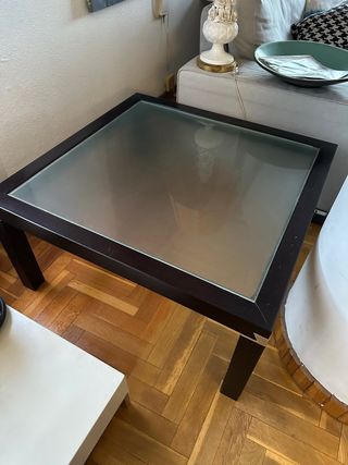 Mesa de centro o rinconera madera y cristal