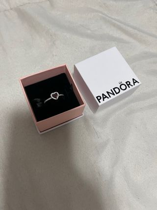Anillo Pandora Corazón Rojo y Plata