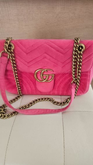 Bolso Gucci GG Marmont Velvet Rosa Dorado