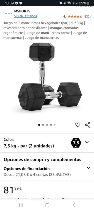 Juego 2 mancuernas exagonales 7,5kg NUEVAS