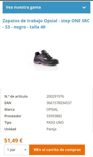 Zapatos de seguridad OPSIAL negros y grises