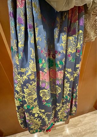 Traje Valenciana + 2 Corpiños Azul Grisaceo 