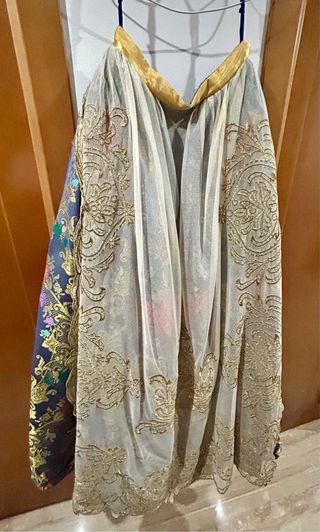 Traje Valenciana + 2 Corpiños Azul Grisaceo 
