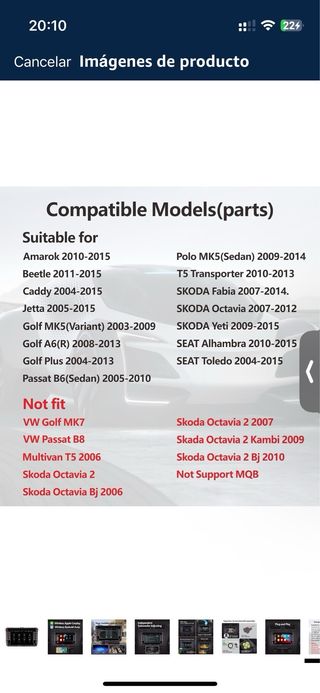 Radio Coche Doble DIN CarPlay Android Auto