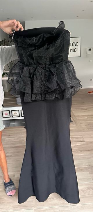 Vestido palabra de honor negro Bella Barnett