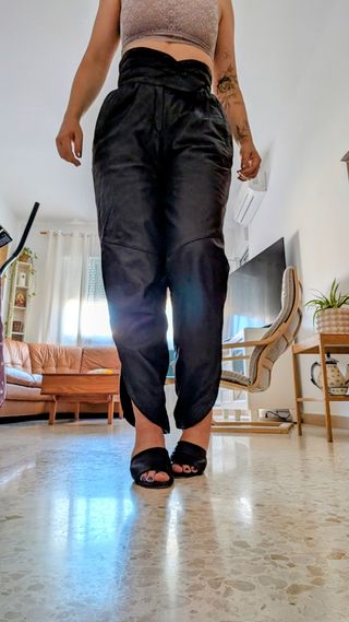 Pantalón Piel Vintage 80s Negro