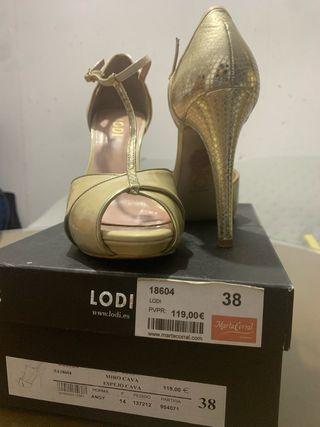 Zapatos de fiesta Lodi tacón 12cm dorados talla 38