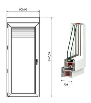 BALCONERA PVC 5 CÁMARAS PERSIANA 217x90