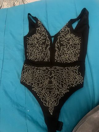Body negro con pedrería