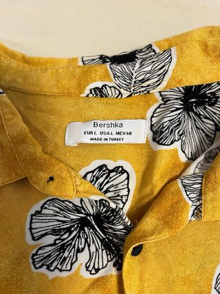 Camisa Hawaiana Flores Amarilla 