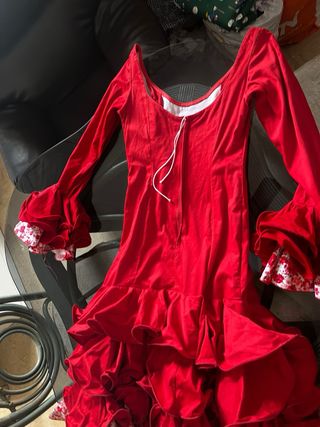 Traje Flamenca Rojo Flores