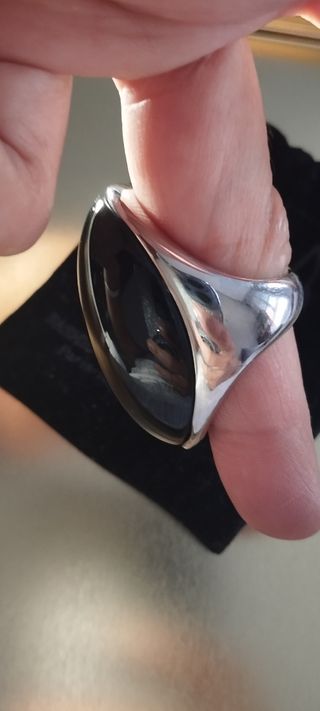 Anillo G plata y negro