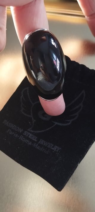 Anillo G plata y negro