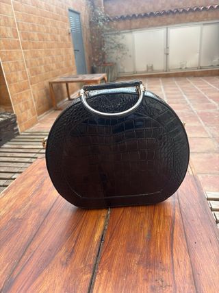 Bolso Negro Zara Cocodrilo