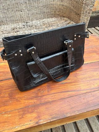 Bolso Negro Zara Efecto Piel Cocodrilo