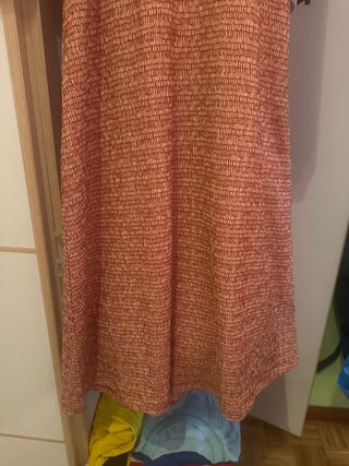 Vestido naranja y rosa
