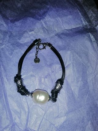Pulsera Majorica Perla Cuero Cierre Mosquetón