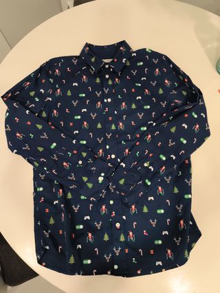 Camicia natalizia blu marino per bambini