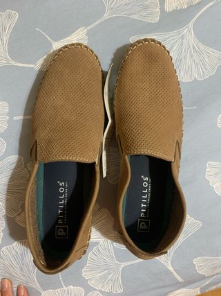 Mocasines Pitillos Piel Marrón Hombre. NUEVOS