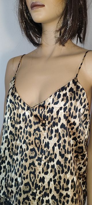 Top Leopardo con Encaje Negro