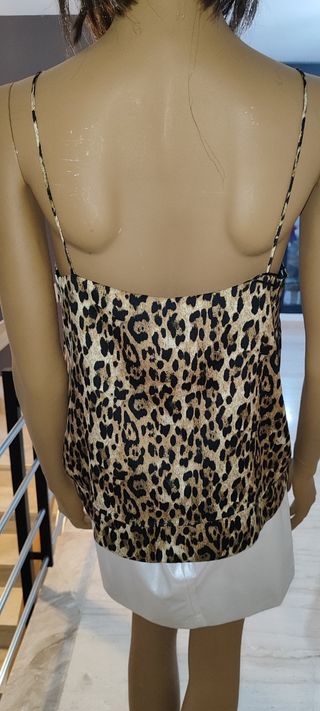 Top Leopardo con Encaje Negro