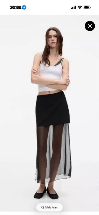 Falda larga negra transparente