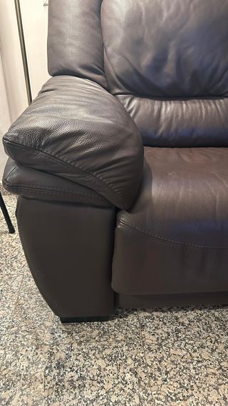 Conjunto de 2 sofás de piel marrón