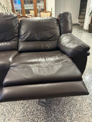 Conjunto de 2 sofás de piel marrón