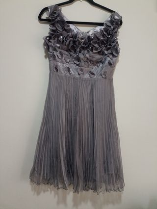 Vestido fiesta K2 gris con chaqueta