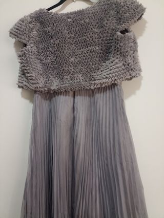 Vestido fiesta K2 gris con chaqueta