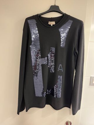 Jersey Emporio Armani Lana Negro Lentejuelas 