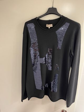 Jersey Emporio Armani Lana Negro Lentejuelas 