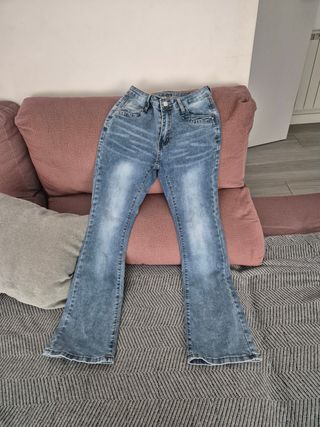 Pantalón vaquero mujer flare azul