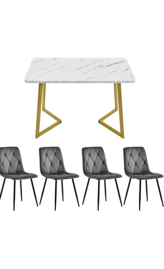 Mesa comedor con 4 sillas grises