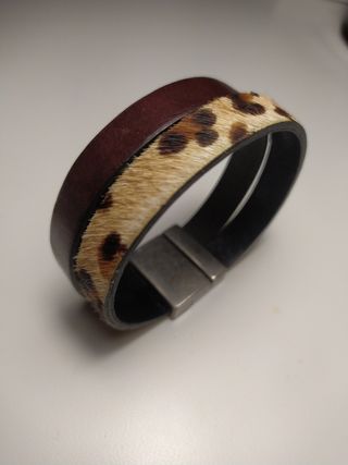 Pulsera Cuero Animal Print Acero.Had made