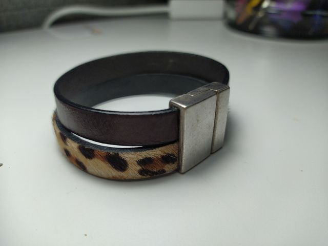 Pulsera Cuero Animal Print Acero.Had made