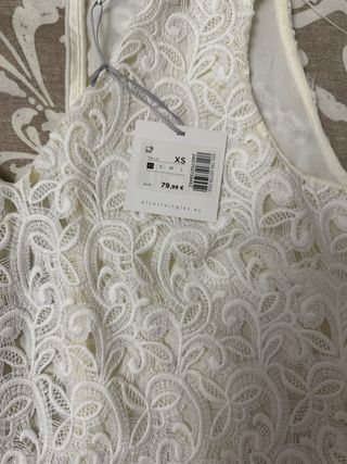 Vestido blanco fiesta encaje sin estrenar T.XS
