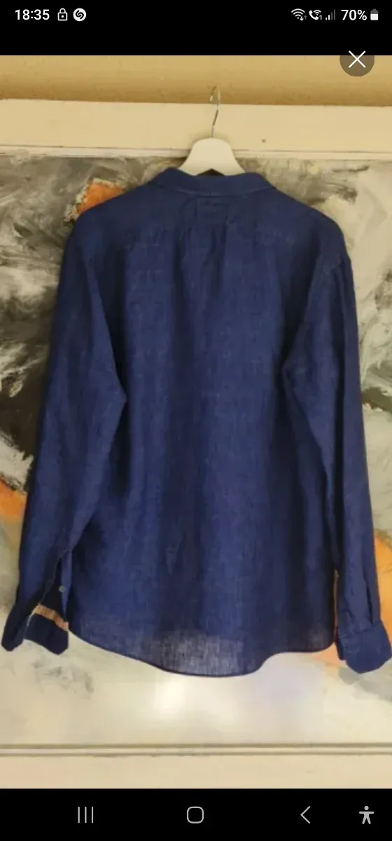 Camisa Lino Robert Friedman Azul. Caballero. T.L