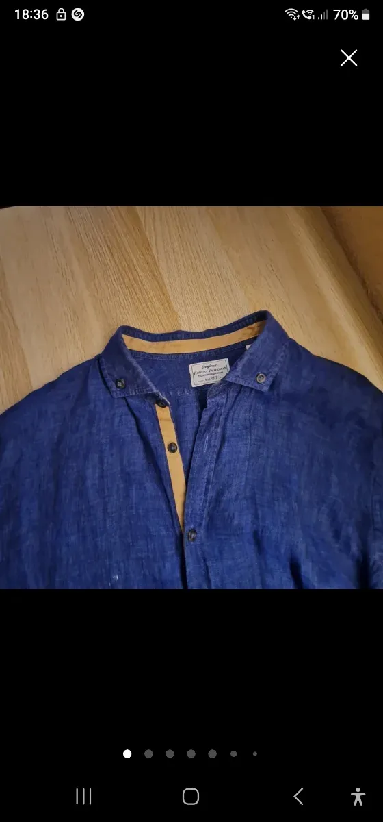 Camisa Lino Robert Friedman Azul. Caballero. T.L