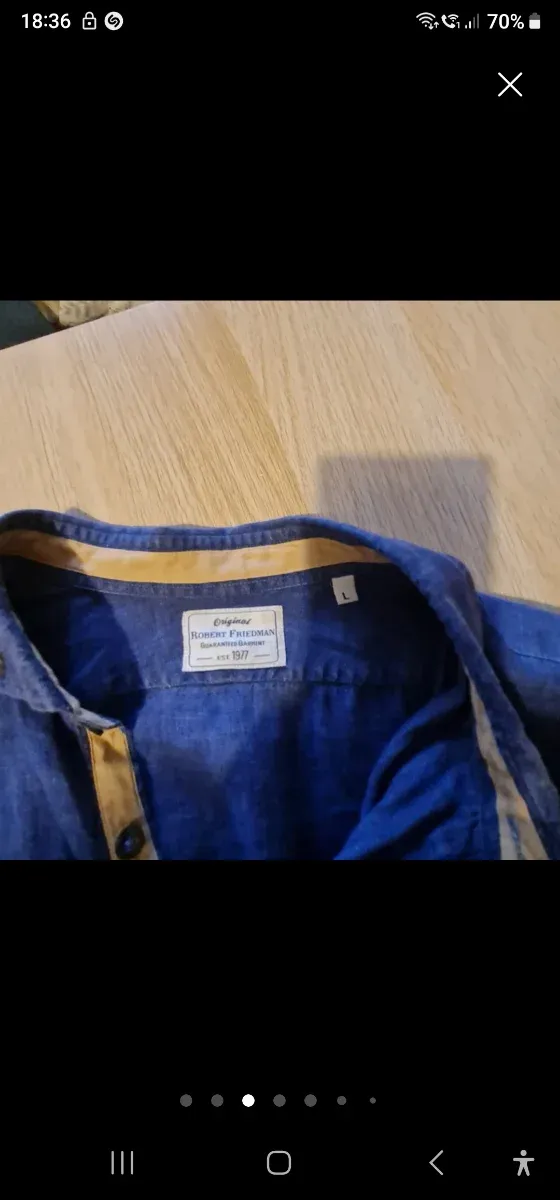 Camisa Lino Robert Friedman Azul. Caballero. T.L