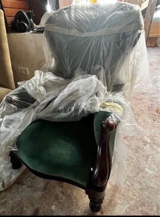 Conjunto 3 sillones terciopelo y madera