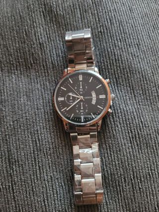 Reloj Geneva Hombre Negro y Plateado