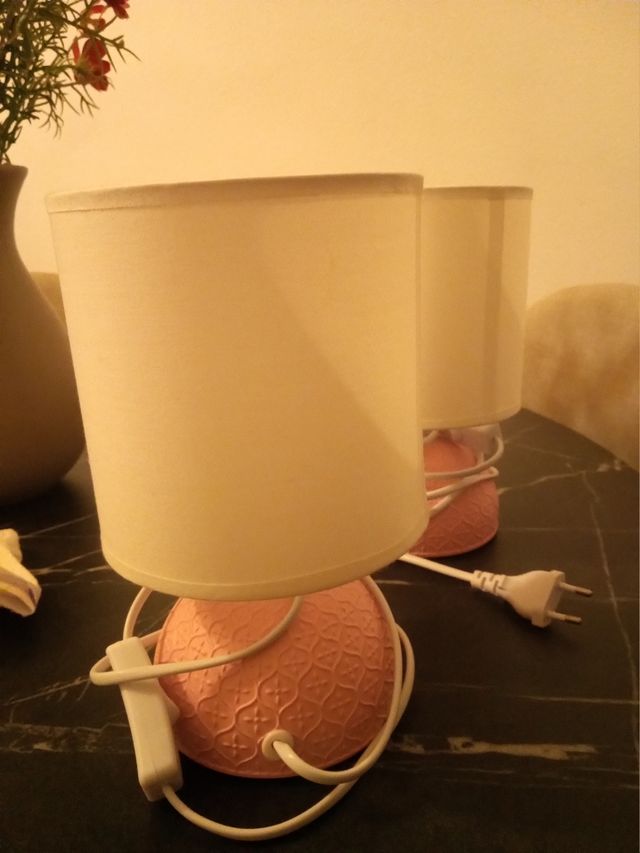 Lámparas para Mesita de Noche Rosa y Blanca